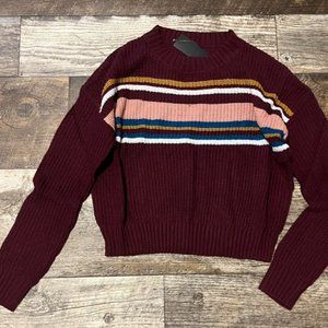 Fashion Nova Burgundy Striped Sweater